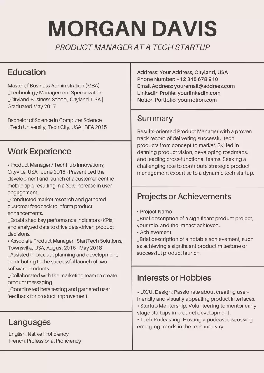 Beige Professional Resume Document