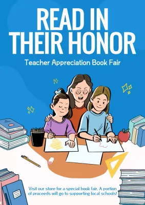 Blue Simple Book Fair Promotion Poster