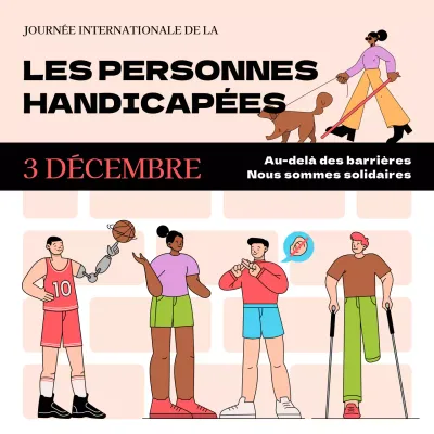 Beige et noir Trendy Publicité pour la Journée internationale des personnes handicapées