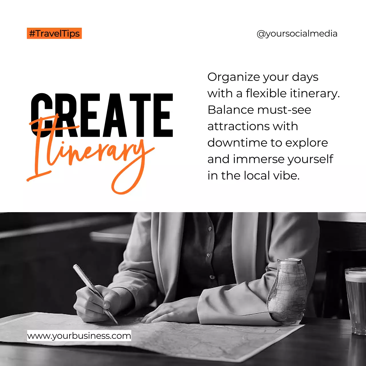 Orange Professional Travel Guide Social Media Post