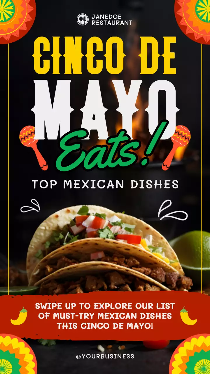 Postagem de Instagram de promoção mexicana festiva amarela