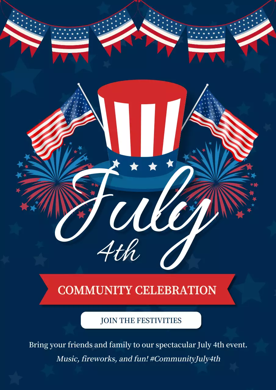 Blue Traditional July Event Poster