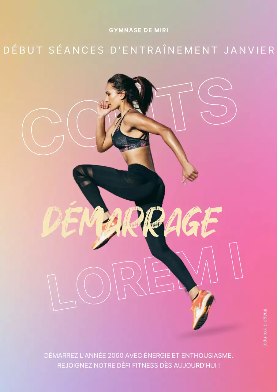 Publicité pour la salle de sport tendance rose et jaune