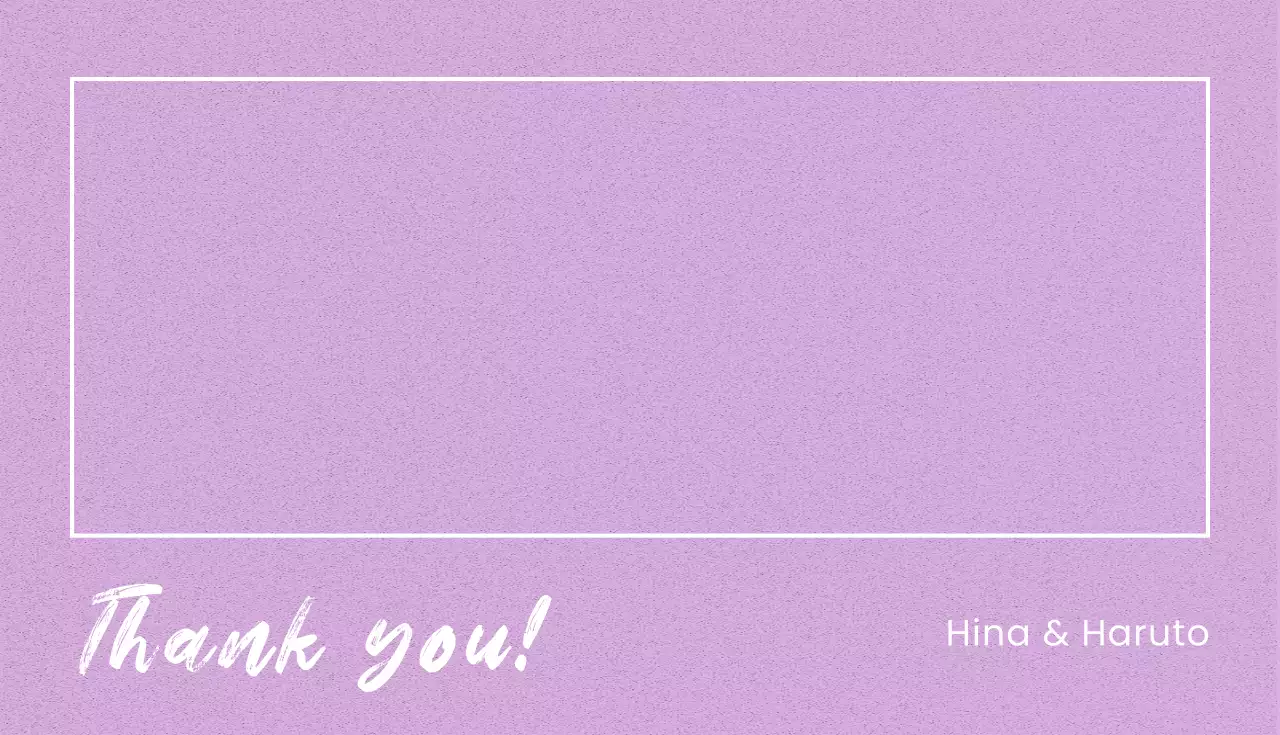 淡い紫色の背景のカリグラフィー書体のすっきりとした結婚式のメッセージカード