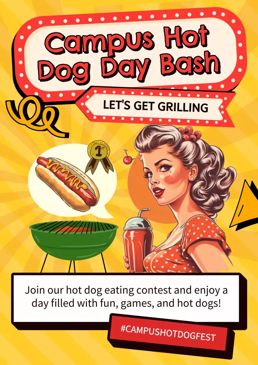 Yellow Retro Hot Dog Event Poster