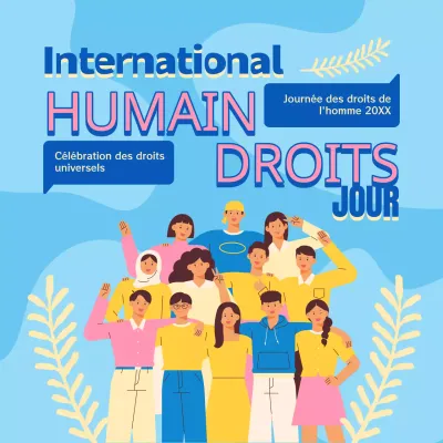 Publicité tendance bleue et rose pour la Journée des droits de l'homme