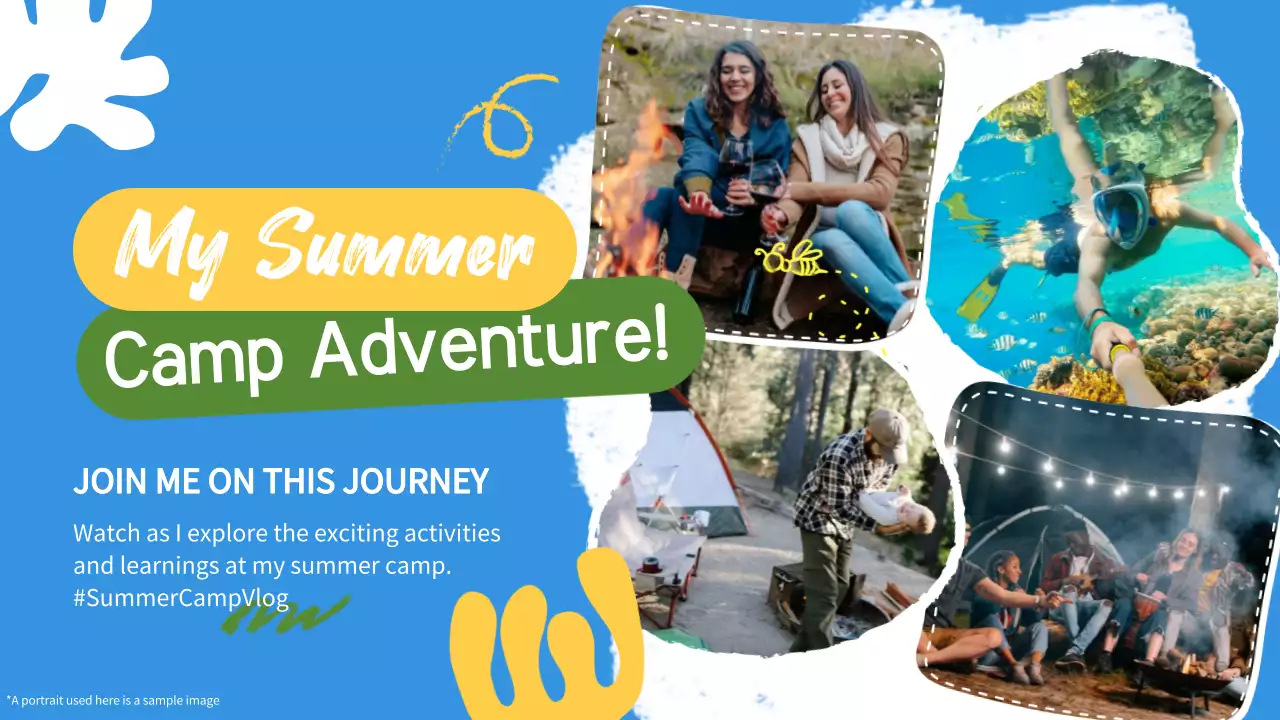 Blue Trendy Summer Vlog Invitation YouTube Thumbnail