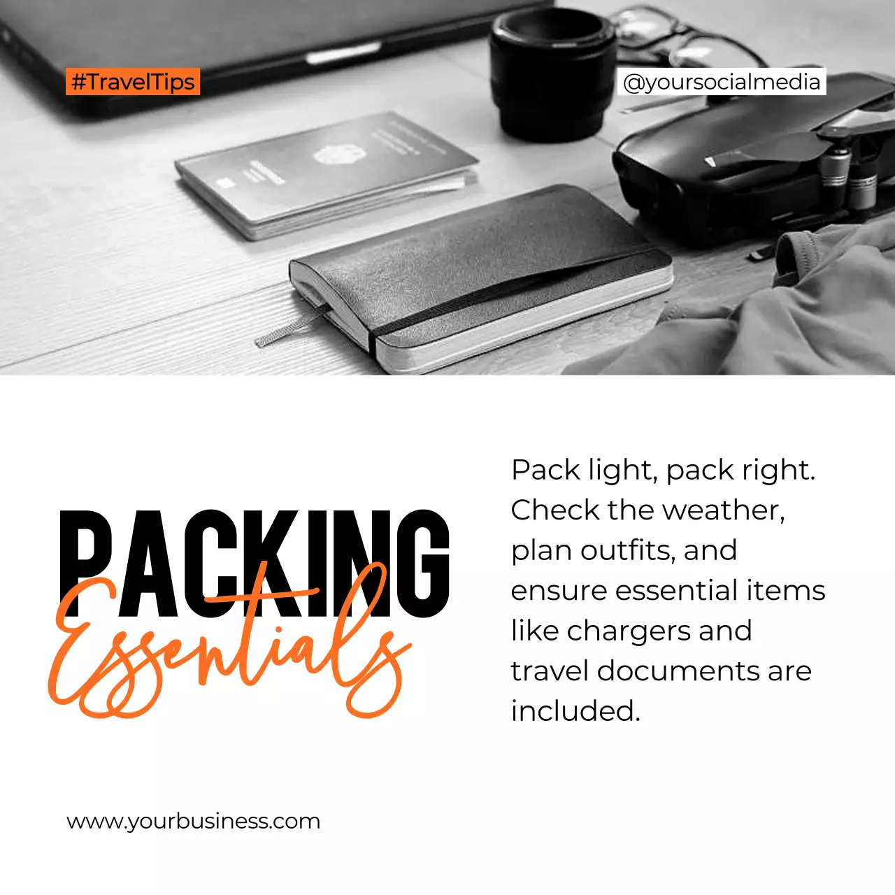 Orange Professional Travel Guide Social Media Post