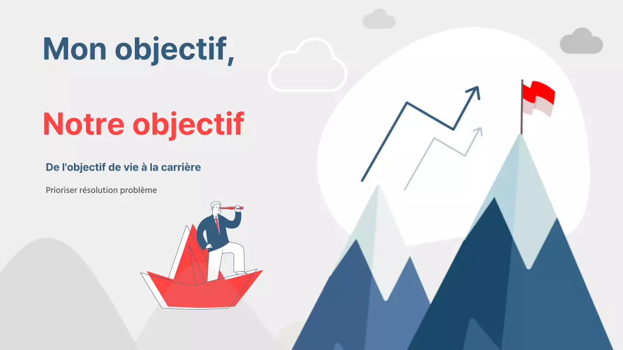 Proposition de buts et d'objectifs simples en rouge et en bleu marine