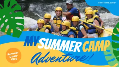 Blue Trendy Camp Vlog YouTube Thumbnail