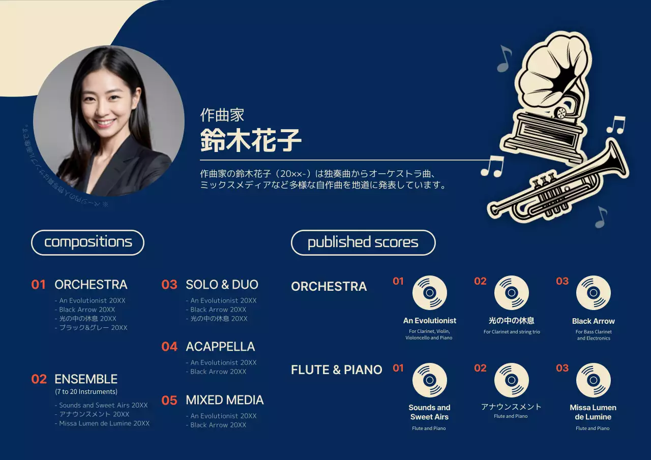 青 モダン 音楽 ポートフォリオ ポスター