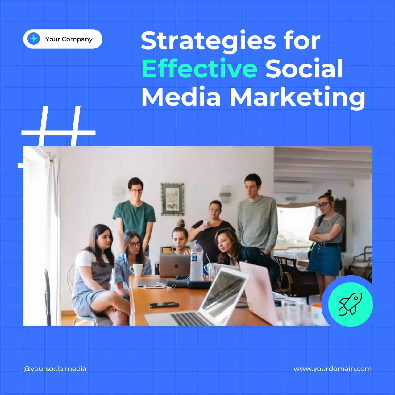 Blue Modern Marketing Guide Social Media Post