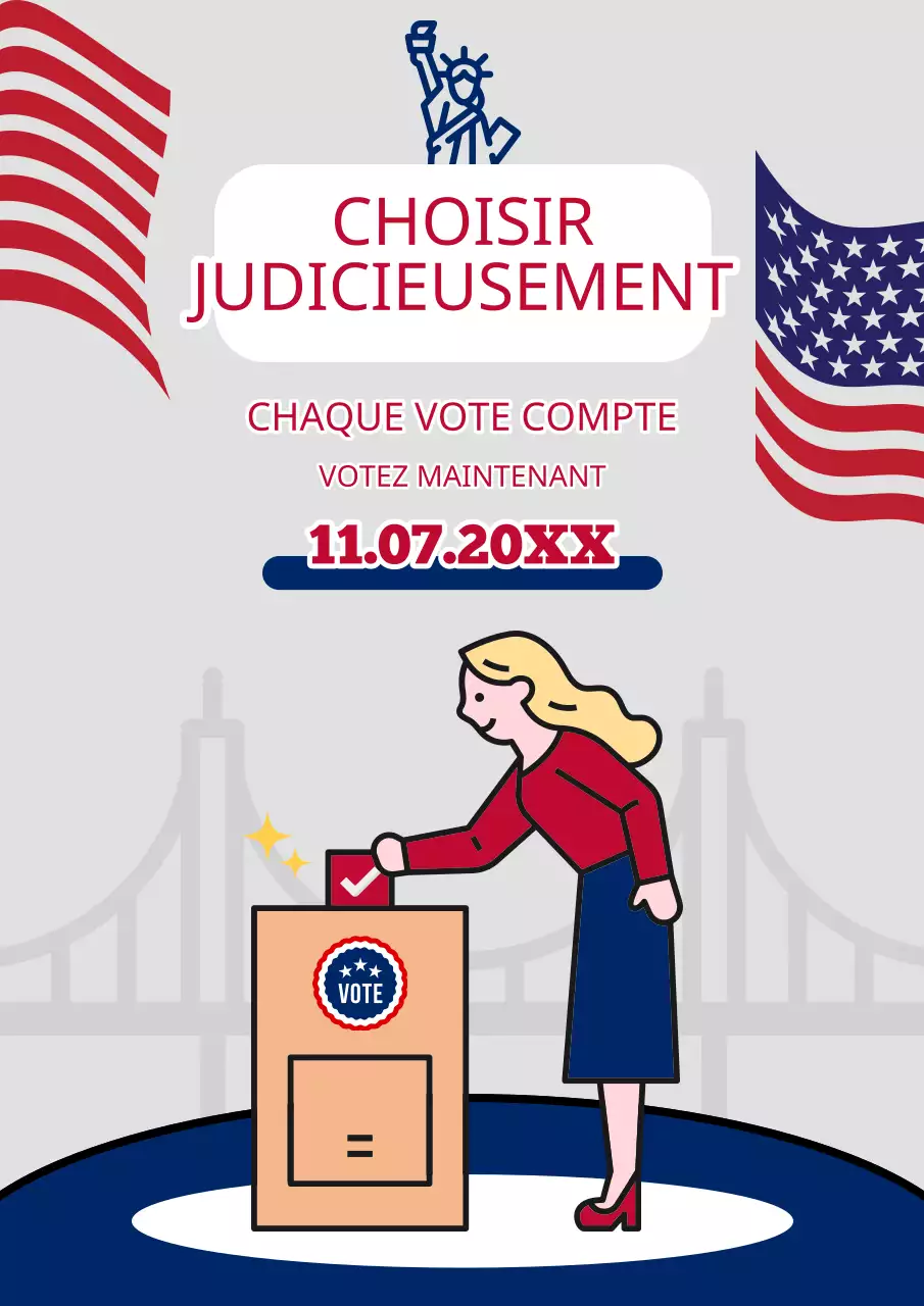 Publicité grise et bleue simple pour le jour de l'élection