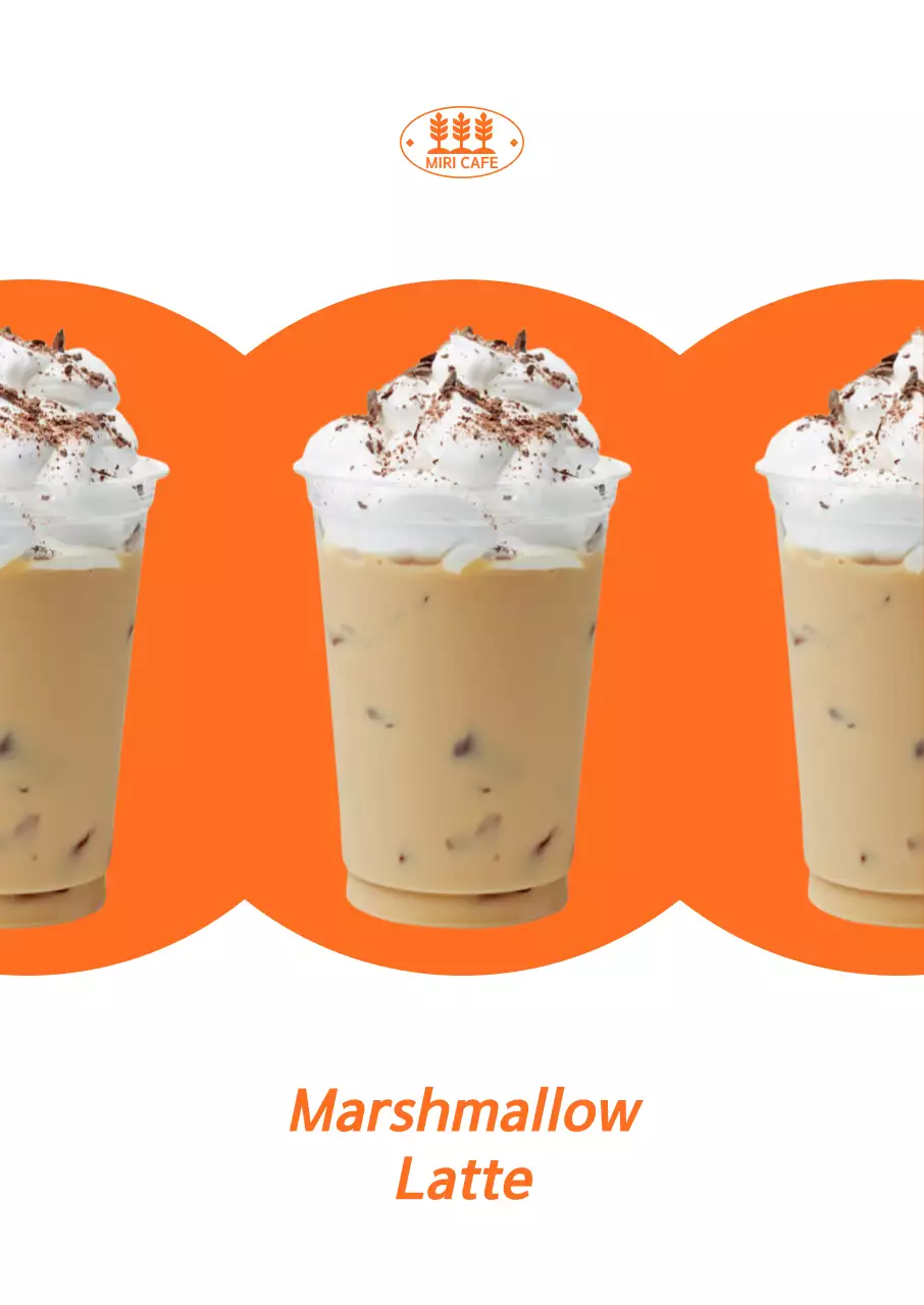 オレンジ シンプル カフェ ポスター