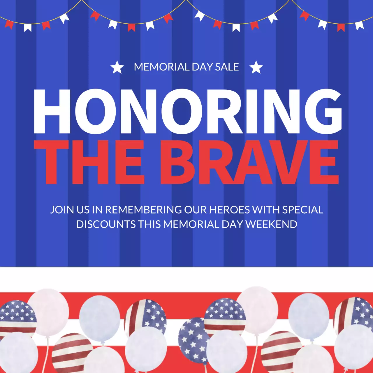Blue Traditional Memorial Day Promotion Social Media Post