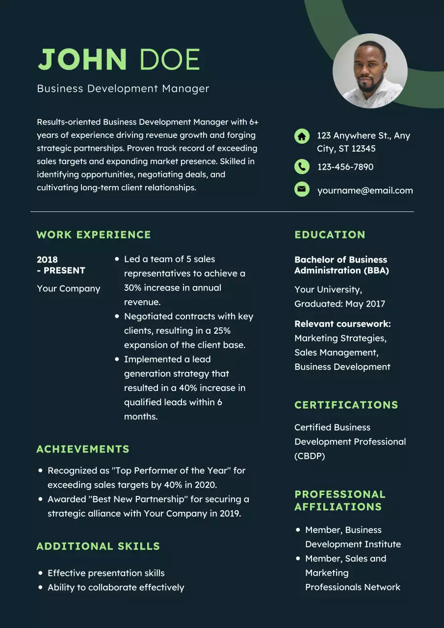 Green Professional Resume Document