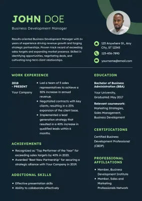 Green Professional Resume Document