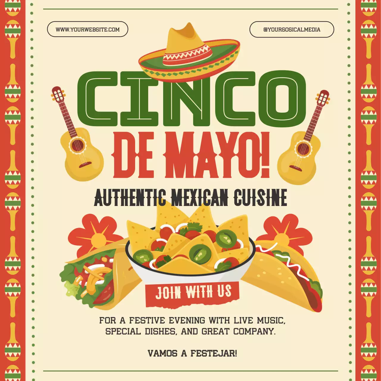 Red Traditional Mexican Event Promotion Social Media Post