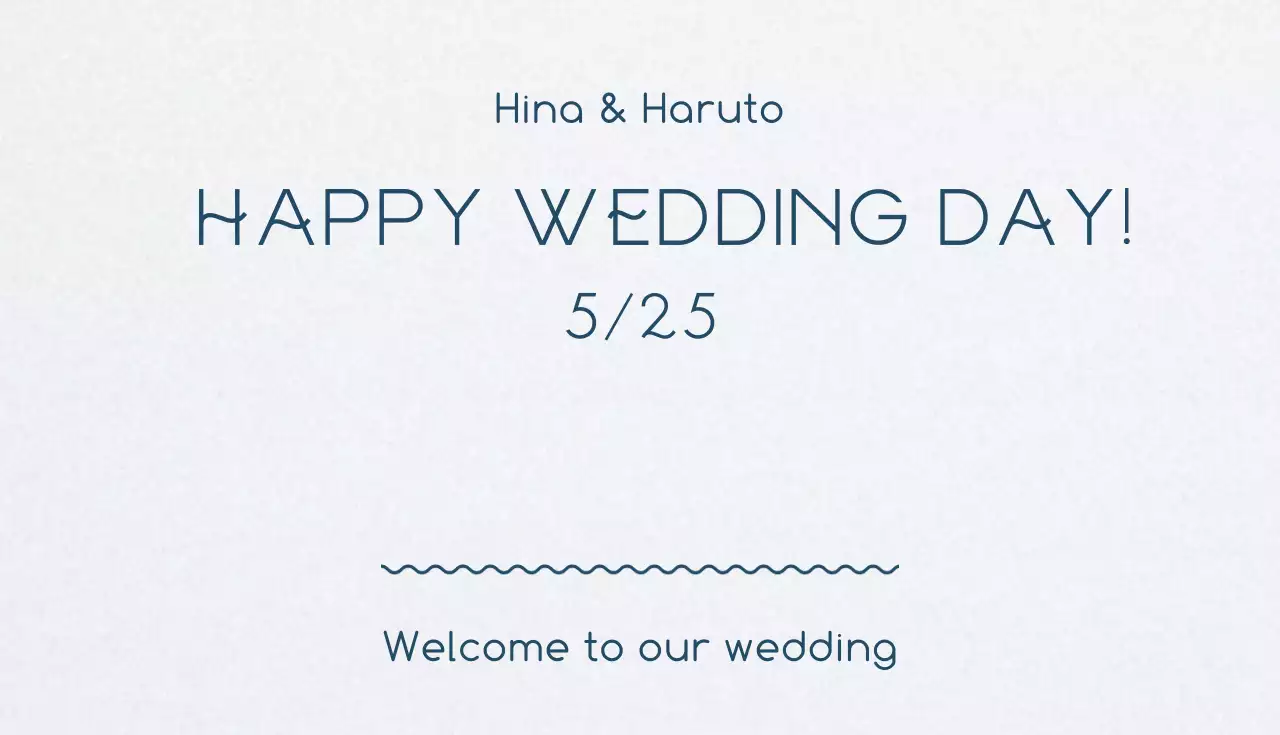 ライトグレーの背景にターコイズブルーのコントラストの葉っぱのイラストが描かれたすっきりとした結婚式のメッセージカード。