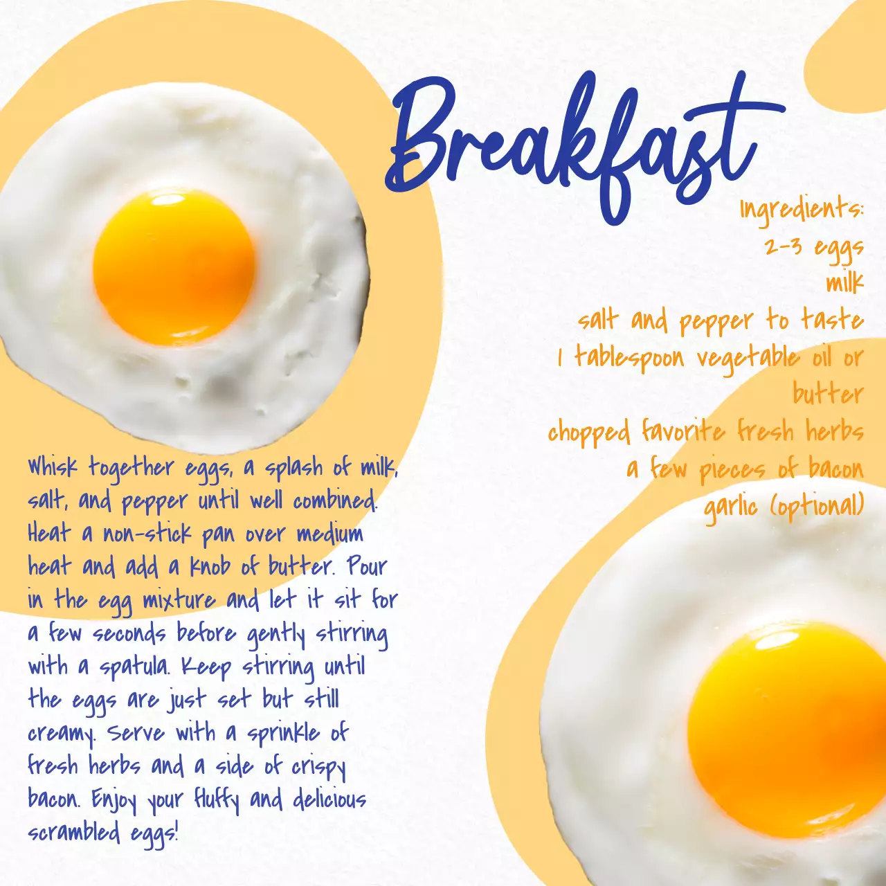 Yellow Simple Breakfast Recipe Instagram Post