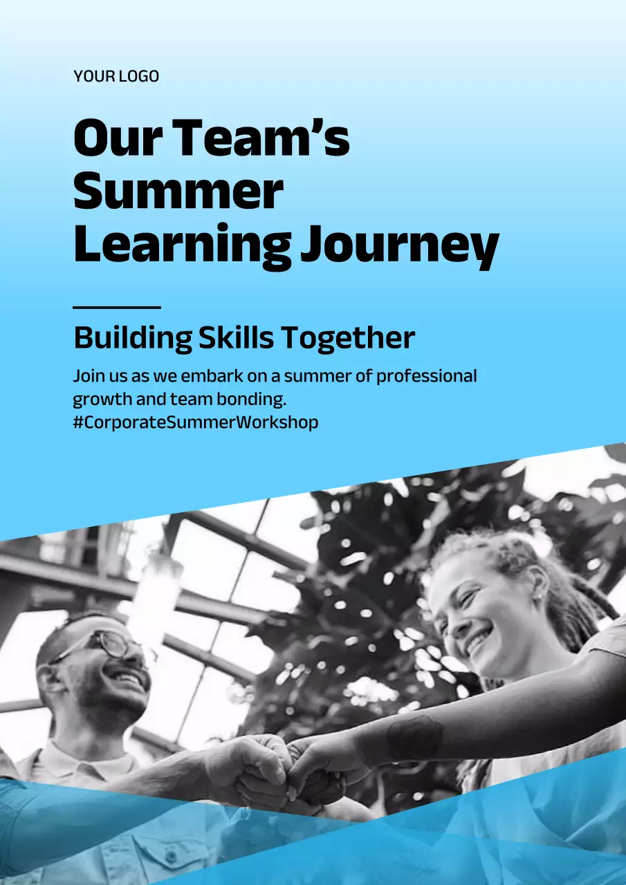 하늘색의 모던한 여름 워크샵 홍보