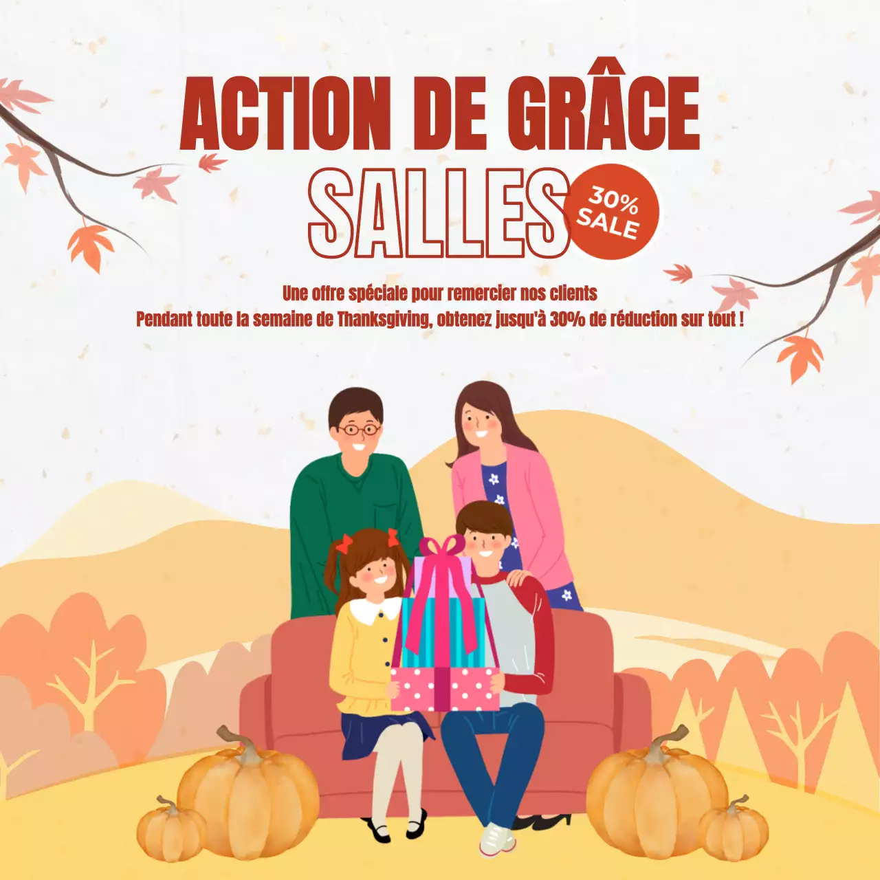 Jaune et orange simple Vente promotionnelle de Thanksgiving
