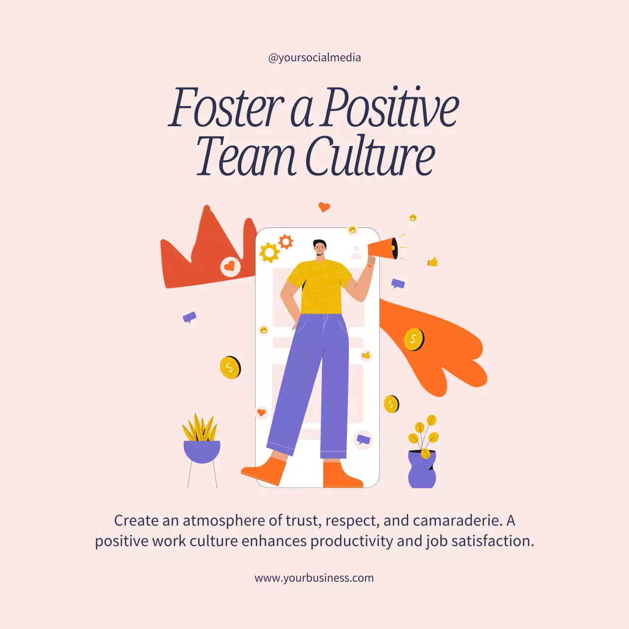 Yellow Modern Teamwork Advertisement Social Media Post