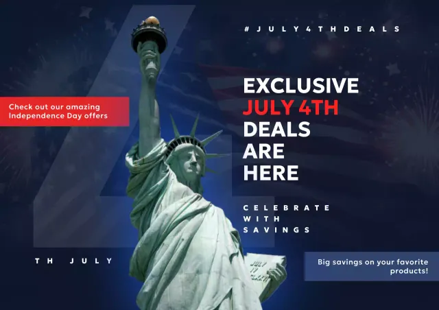 Poster Promosi Kemerdekaan Modern Biru