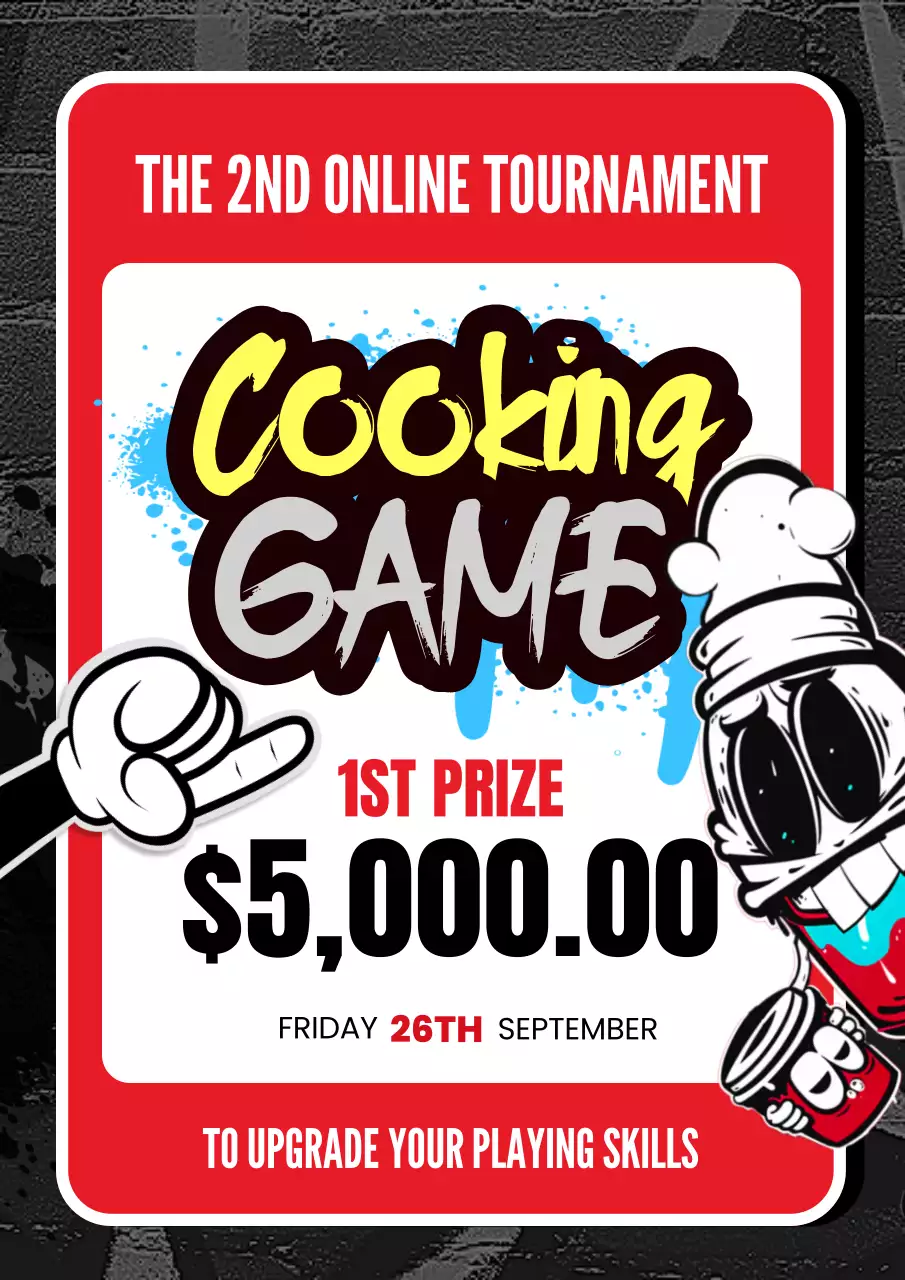 Red Graffiti Cooking Tournament Promotion Poster