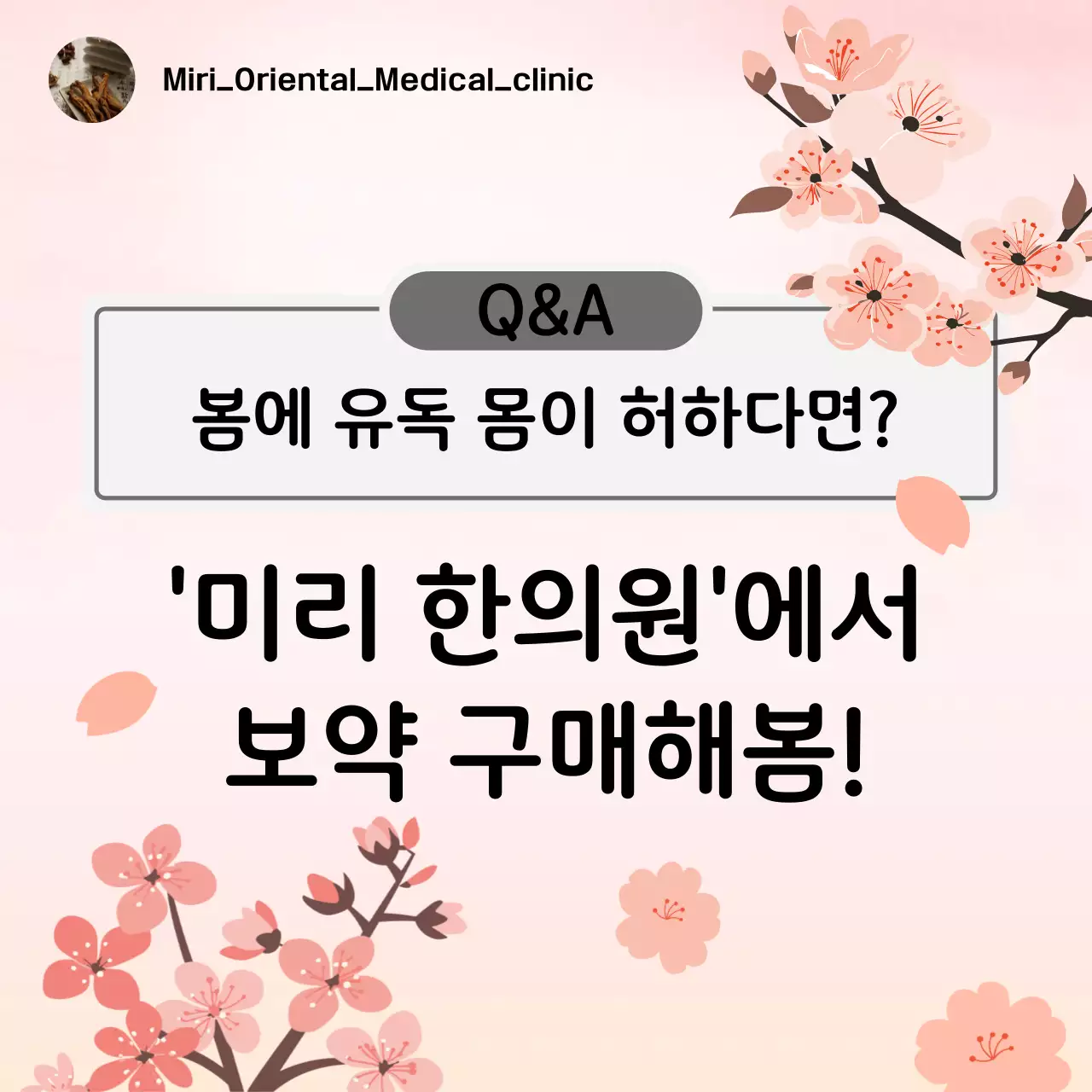핑크색의 자연적인 한의원 광고