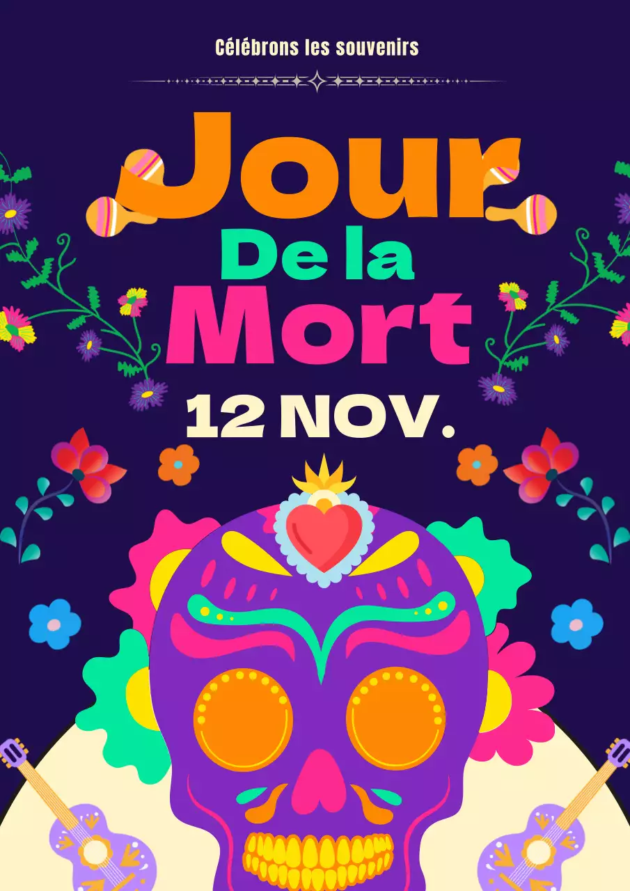 Publicité kitsch marine et violette pour le Jour des Morts