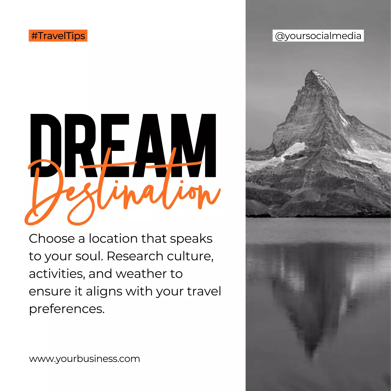 Orange Professional Travel Guide Social Media Post