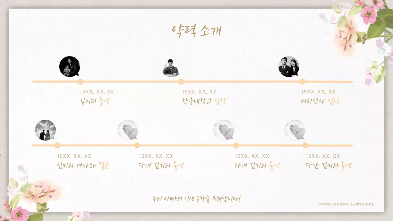 주황색과 골드의 아기자기한 부모님 환갑잔치 게시글