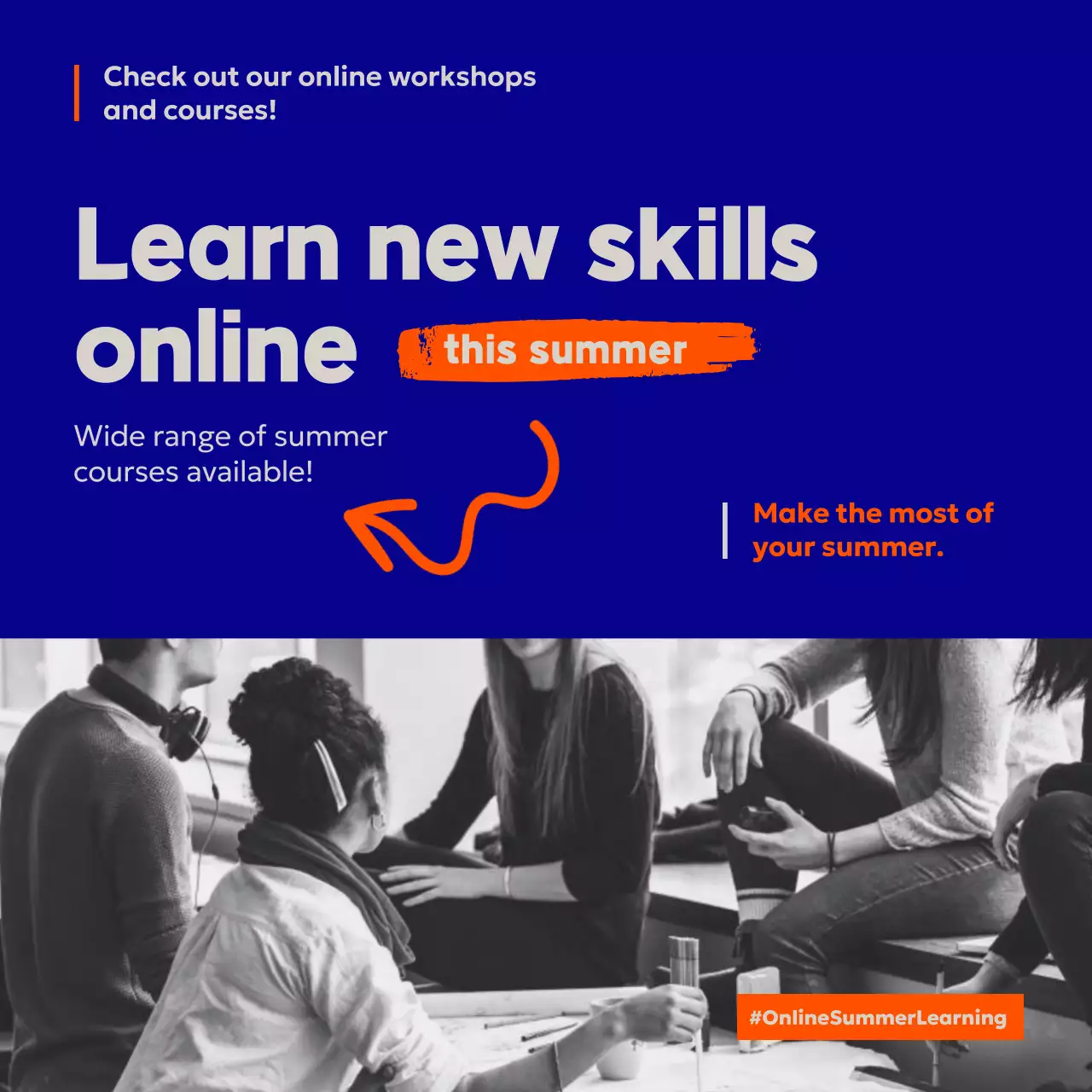 Blue Modern Online Course Promotion Social Media Post