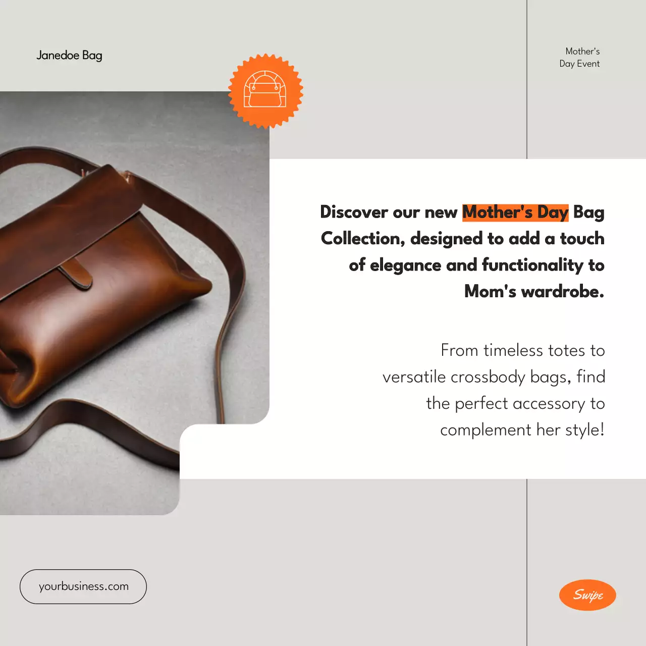 Orange Elegant Mother's Day Promotion Social Media Post