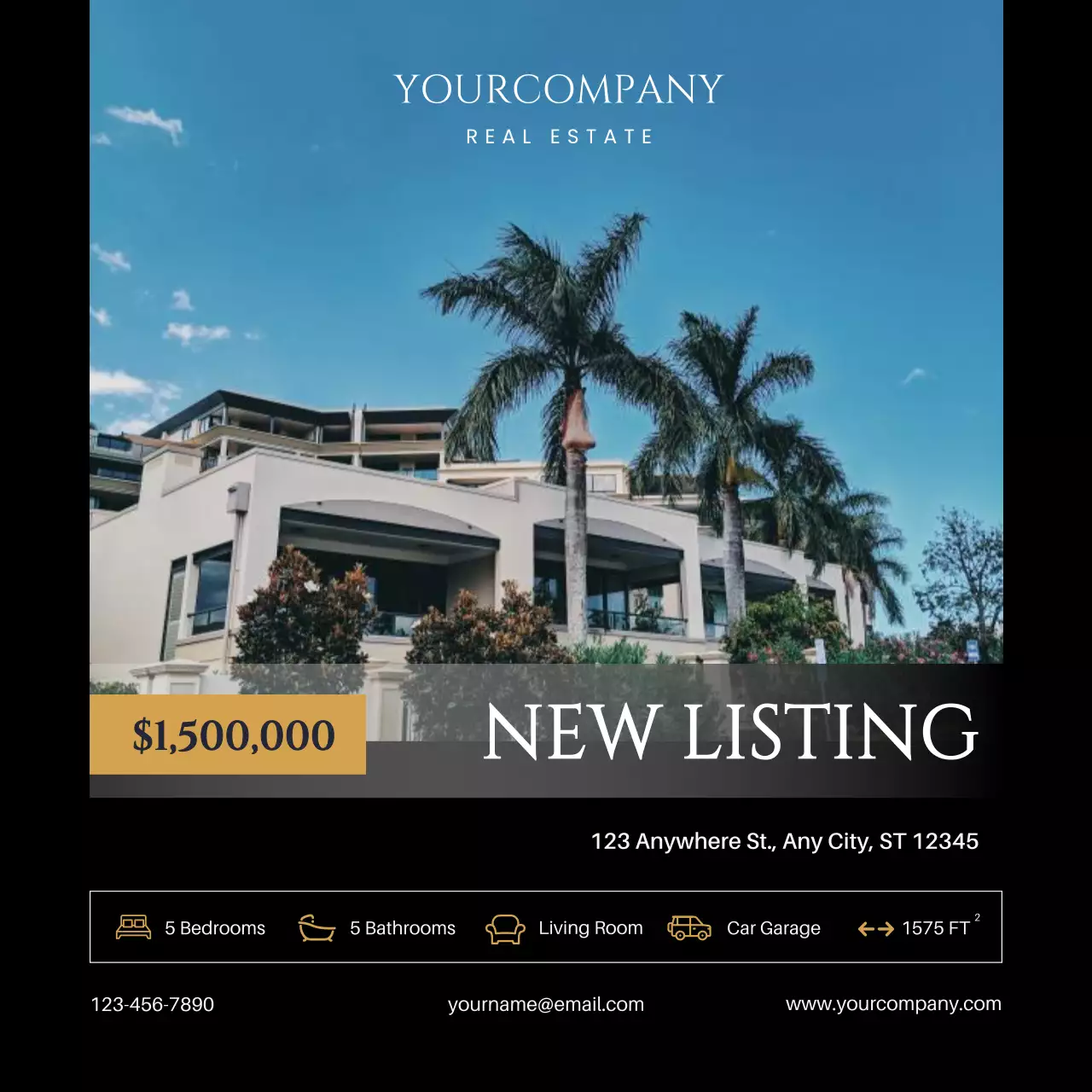 Blue Modern Real Estate Promotion Social Media Post