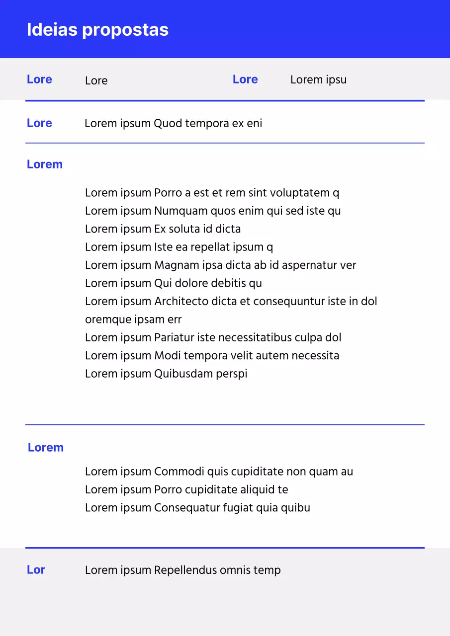 Uma proposta de ideia de planeamento simples a azul