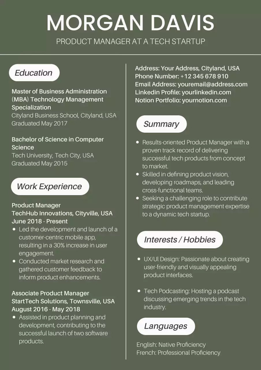 Green Professional Resume Document