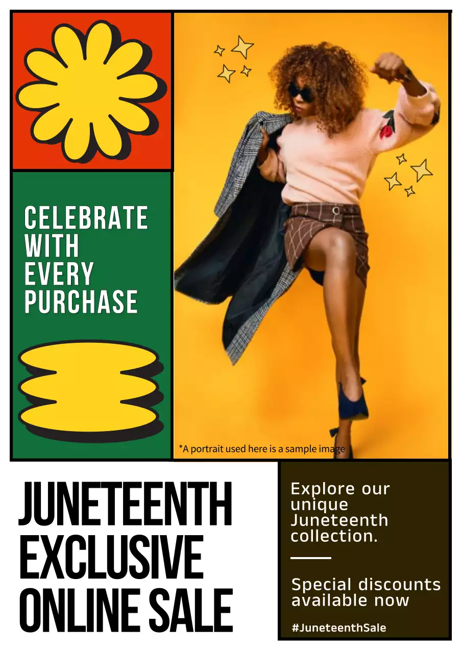 Yellow Retro Juneteenth Promotion Poster