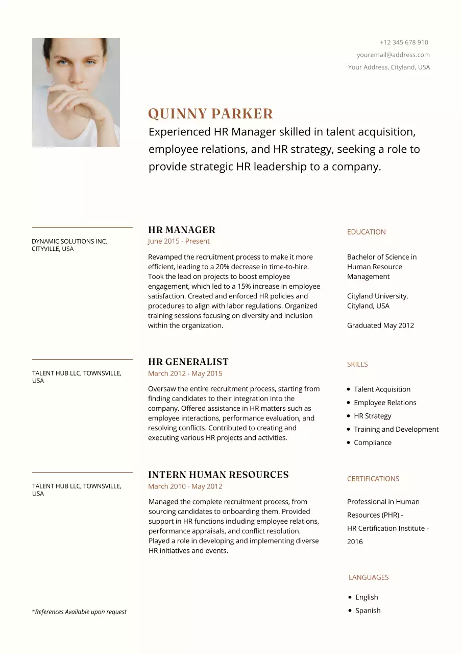 Beige Professional Hr Resume