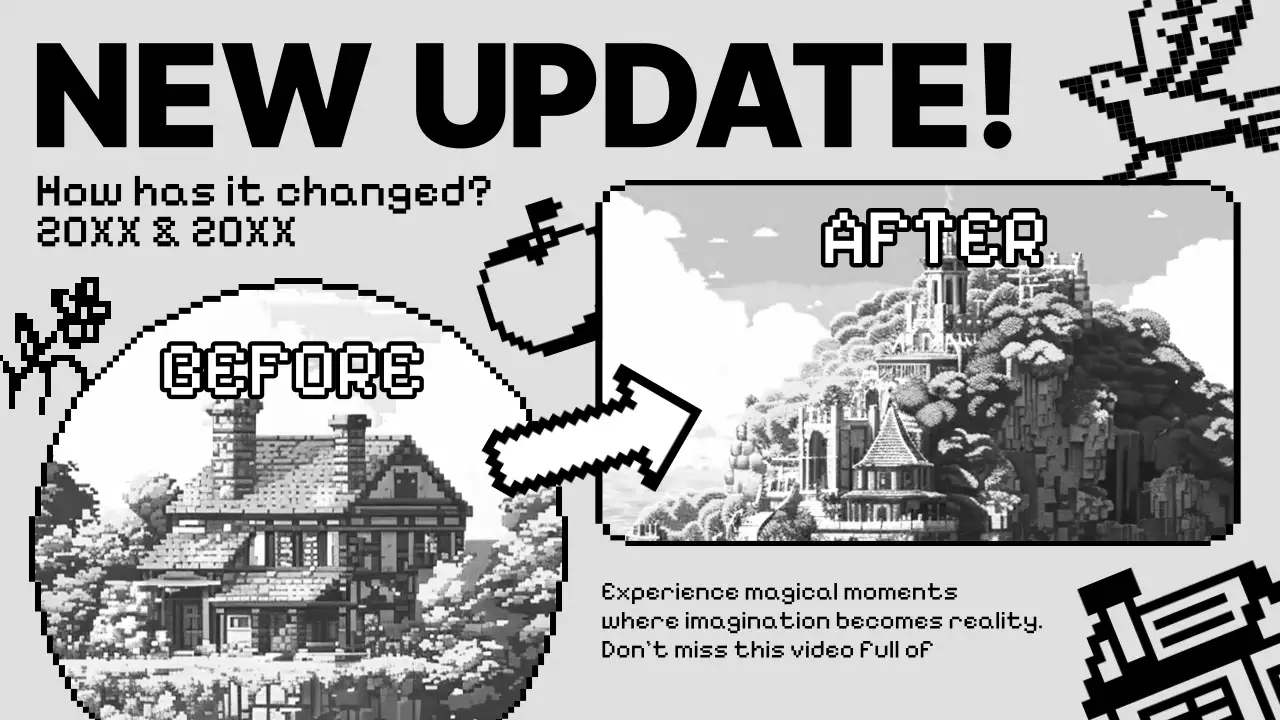 Black Retro Pixel Update Announcement YouTube Thumbnail