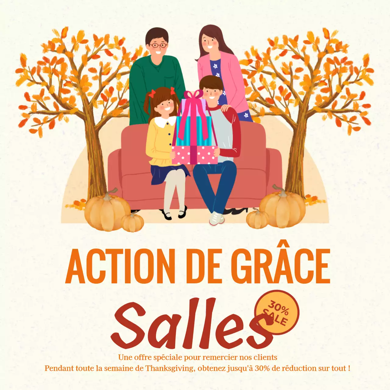 Jaune et orange simple Vente promotionnelle de Thanksgiving