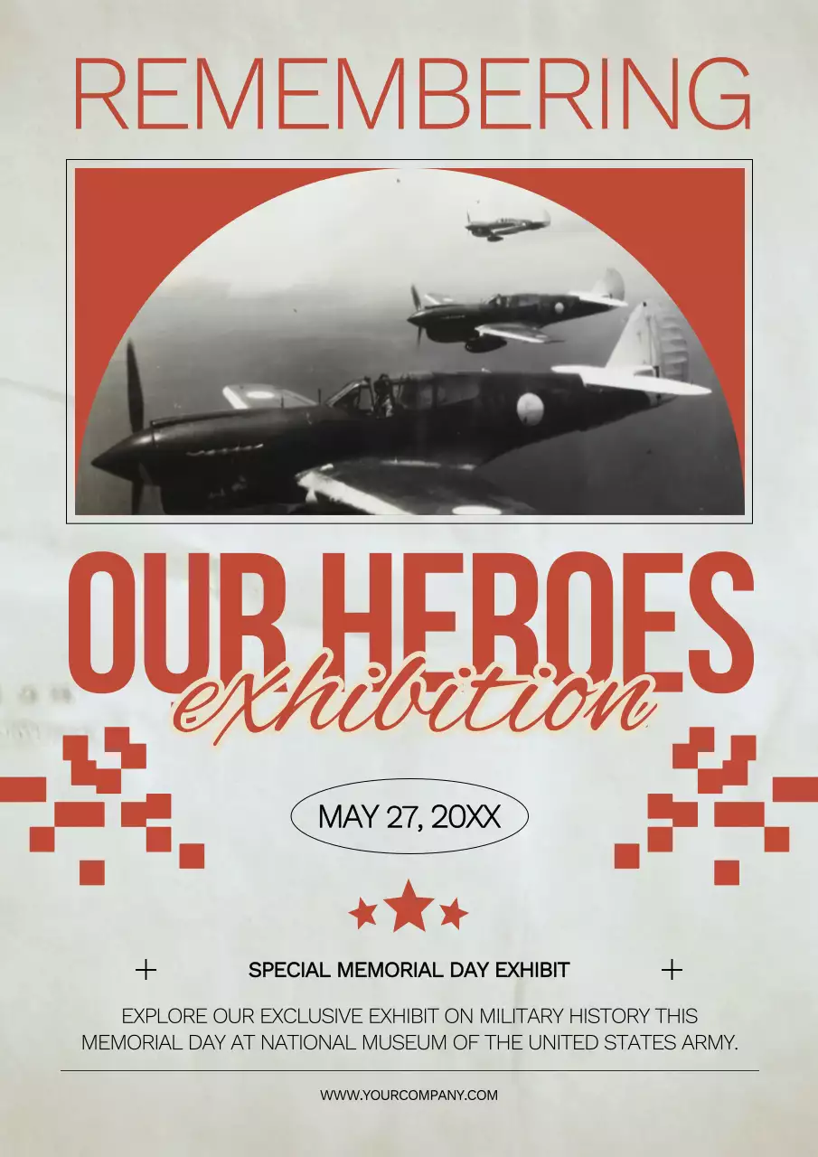 Red Vintage Military Exhibition Poster