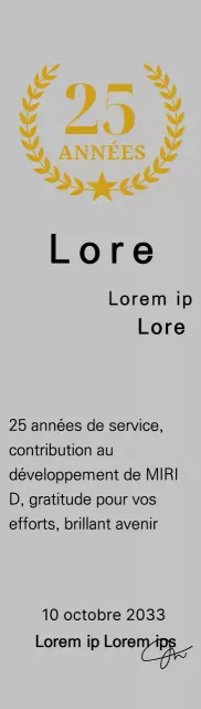 Plaque de longévité avec lauriers et étoiles en or