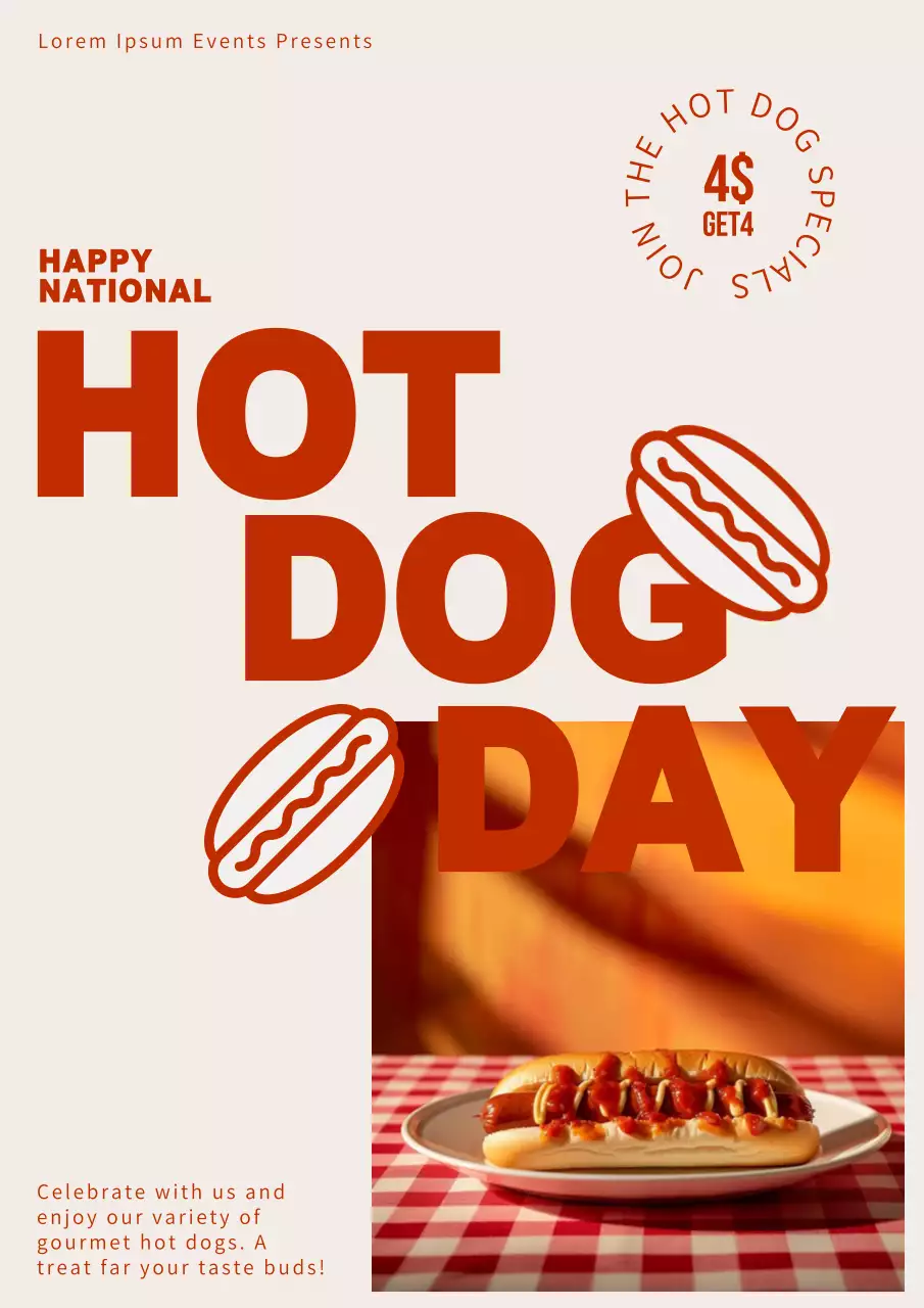 Orange Bold Hotdog Promotion Poster