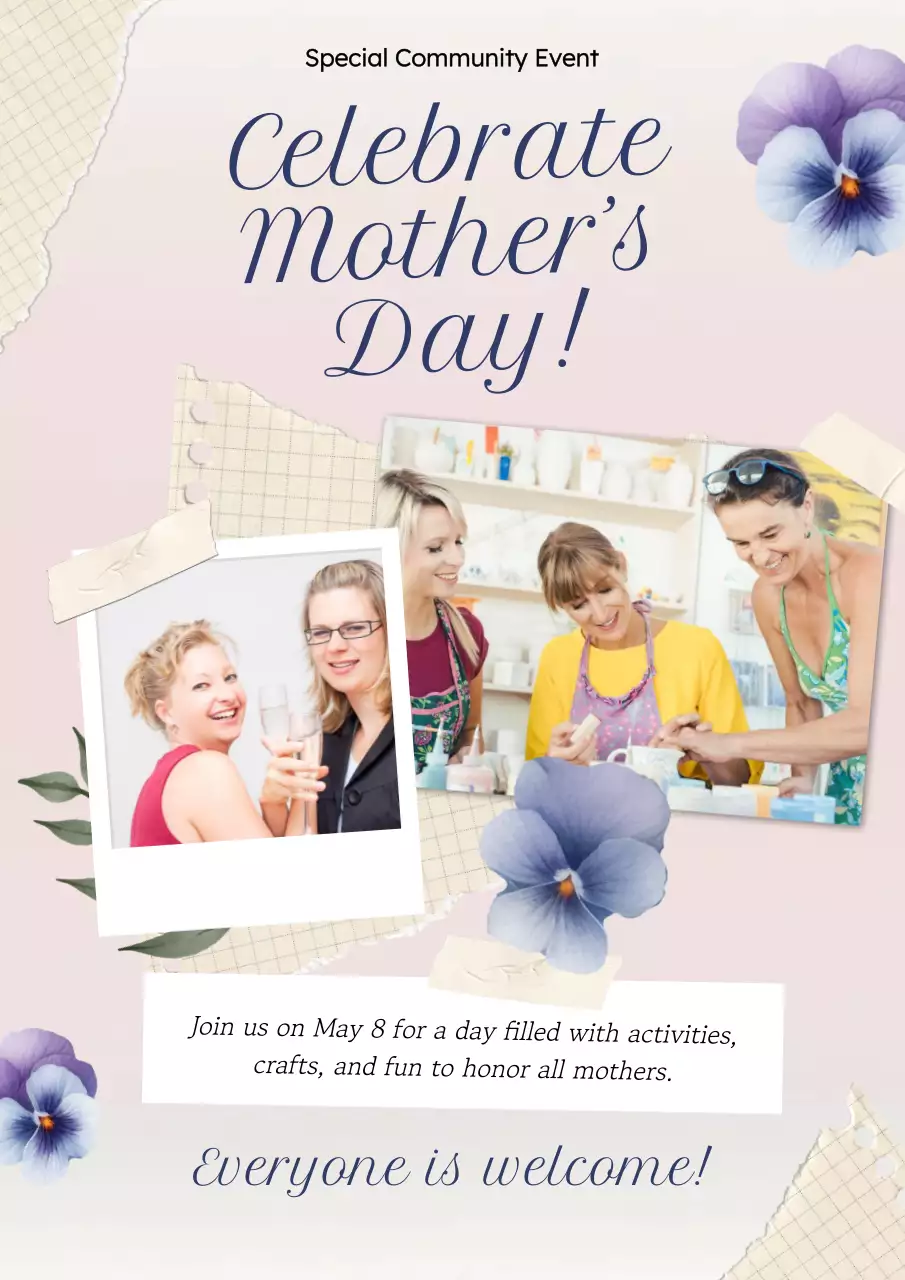 Pink Elegant Mother's Day Event Poster