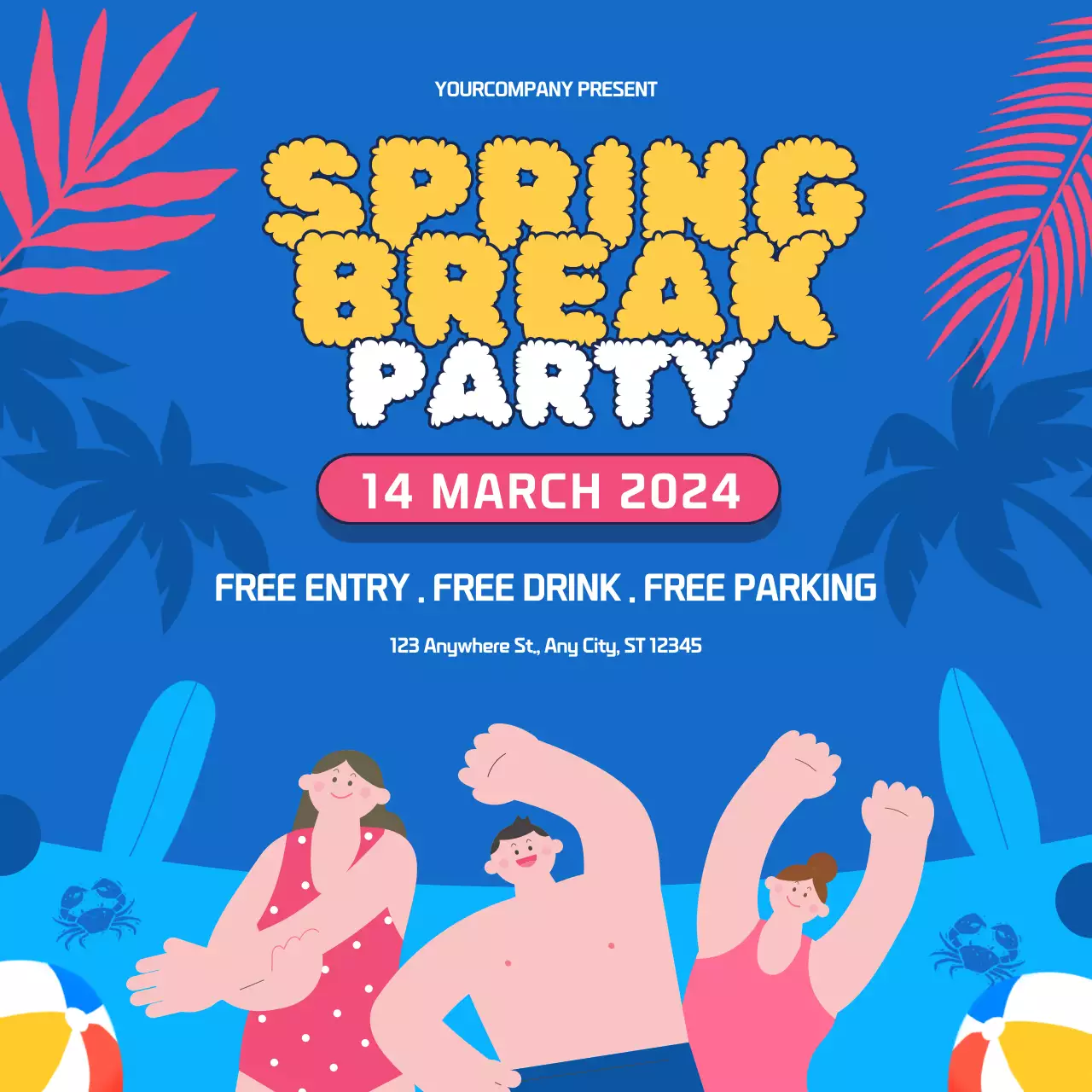 Blue Trendy Party Announcement Social Media Post