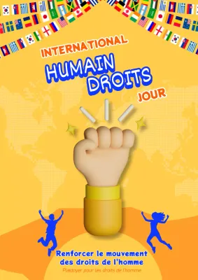 Publicité tendance jaune et bleue pour la Journée des droits de l'homme