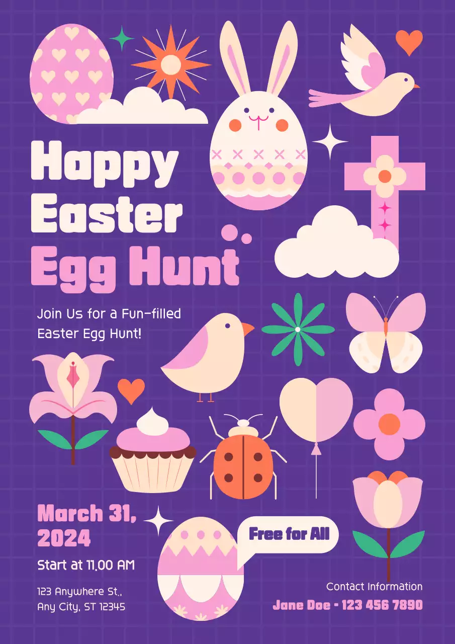 Purple Retro Easter Event Poster