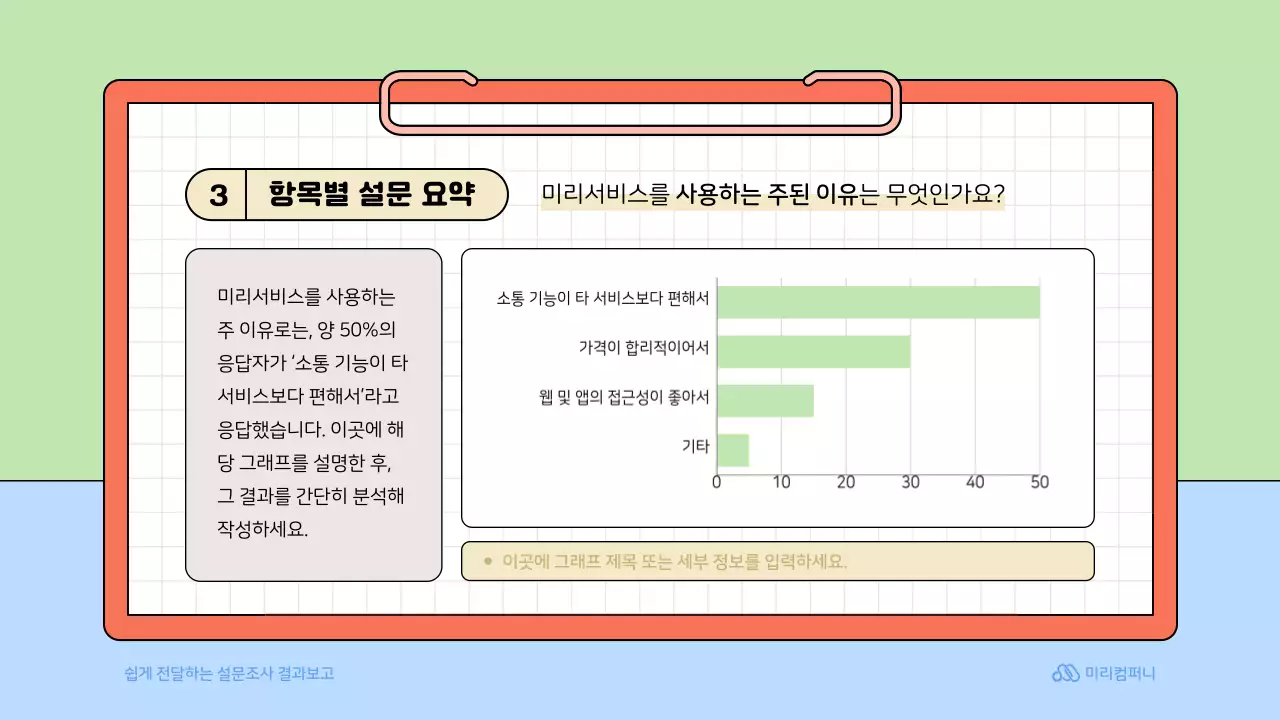 연두색의 아기자기한 설문조사 보고서